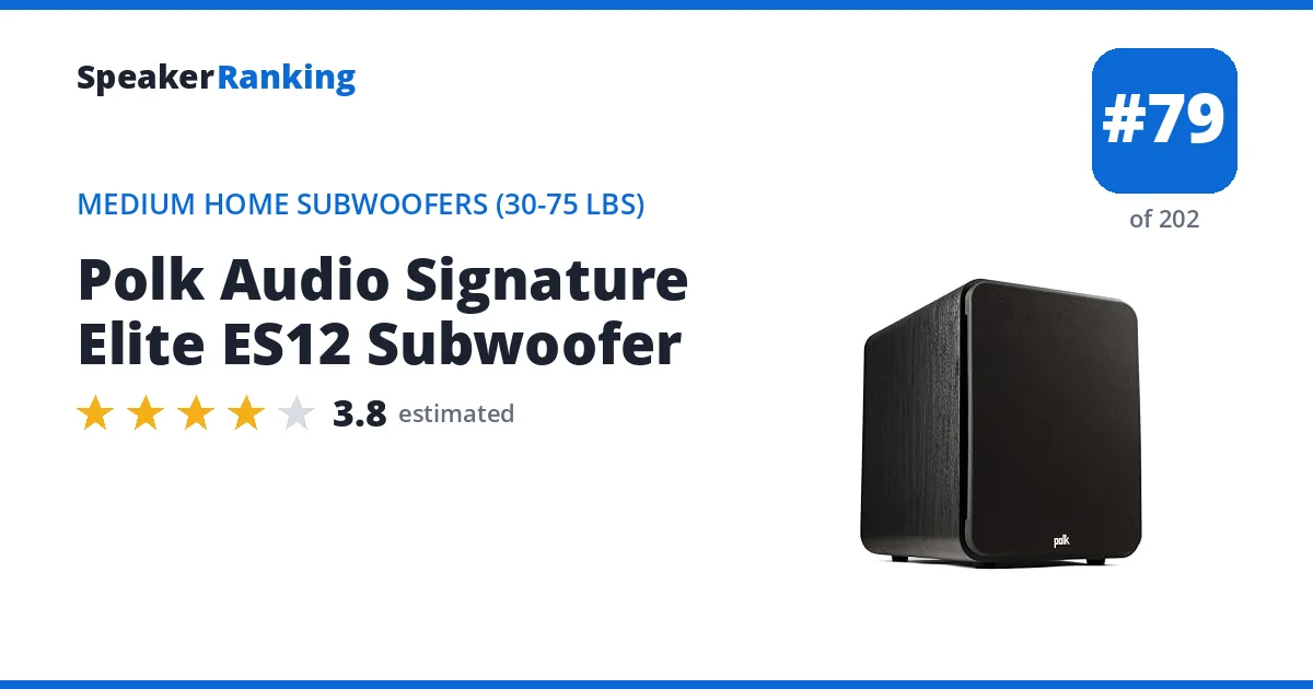 Polk Audio Signature Elite ES12 Subwoofer - ranked #79 of 202 Medium Home Subwoofers (30-75 lbs) · Editor's rating 3.8/5
