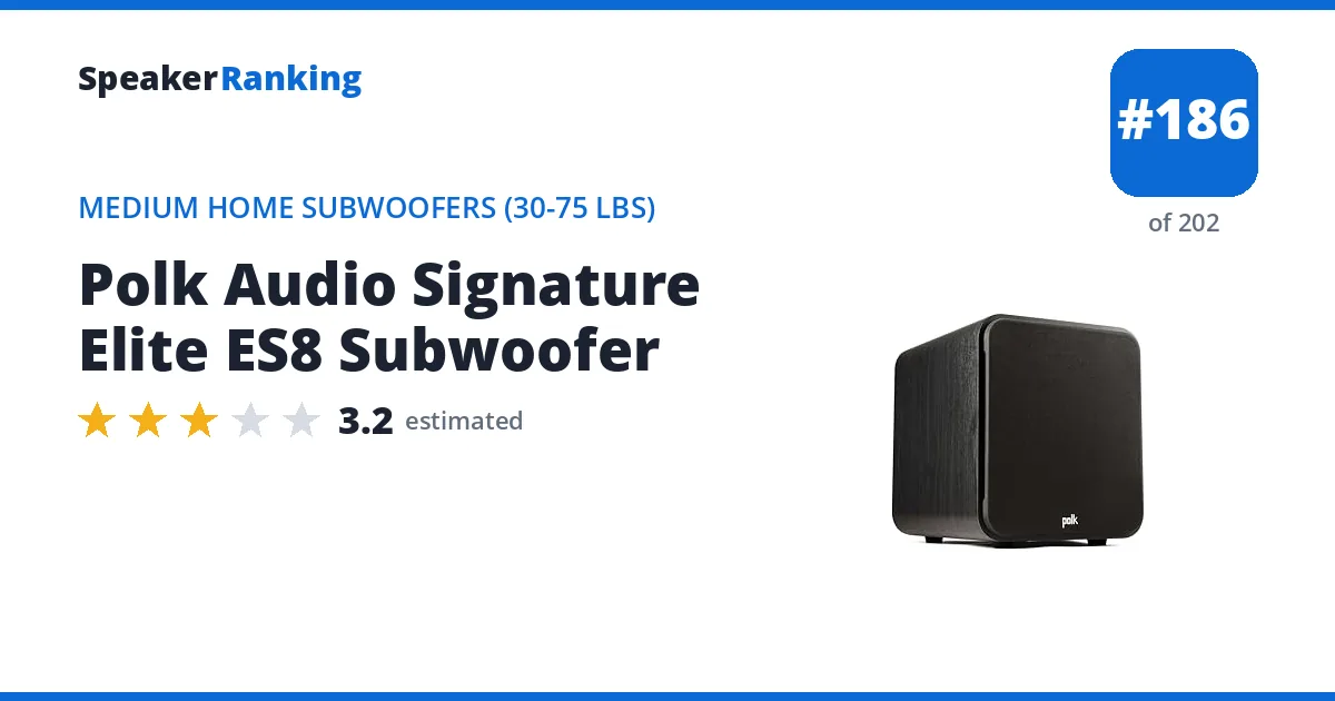 Polk Audio Signature Elite ES8 Subwoofer - ranked #186 of 202 Medium Home Subwoofers (30-75 lbs) · Editor's rating 3.2/5