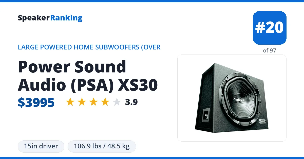 Power Sound Audio (PSA) XS30 ranking card