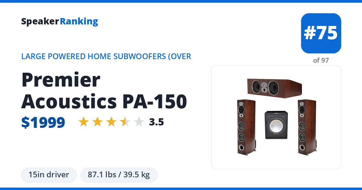 Premier Acoustics PA-150 ranking card