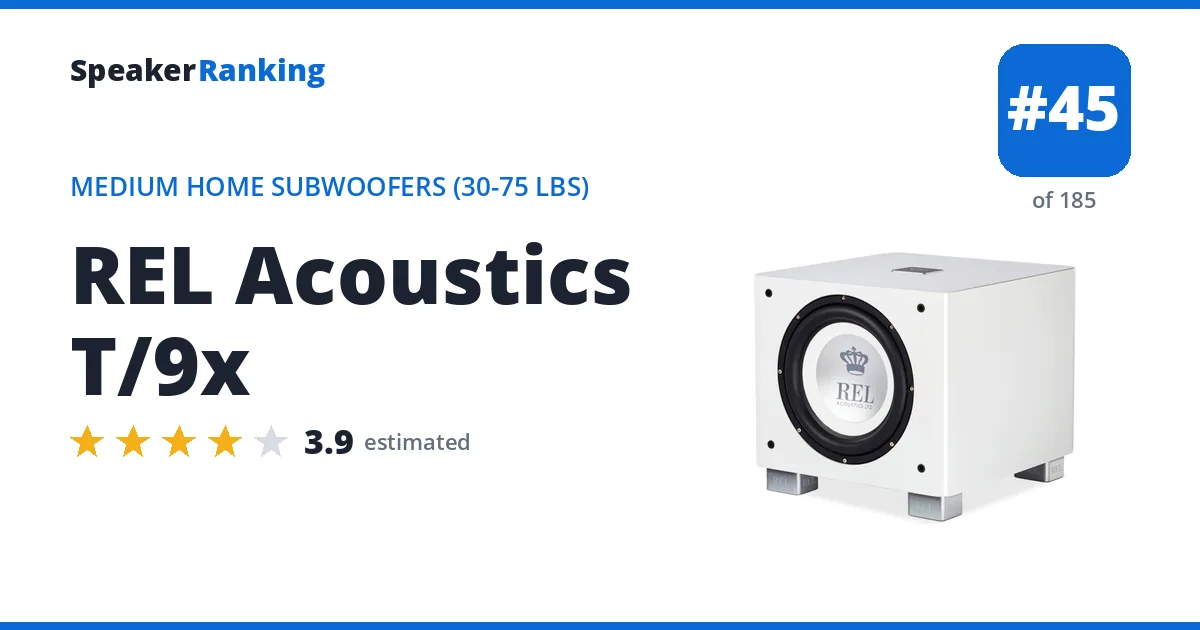 REL Acoustics T/9x - ranked #45 of 185 Medium Home Subwoofers (30-75 lbs) · Editor's rating 3.9/5