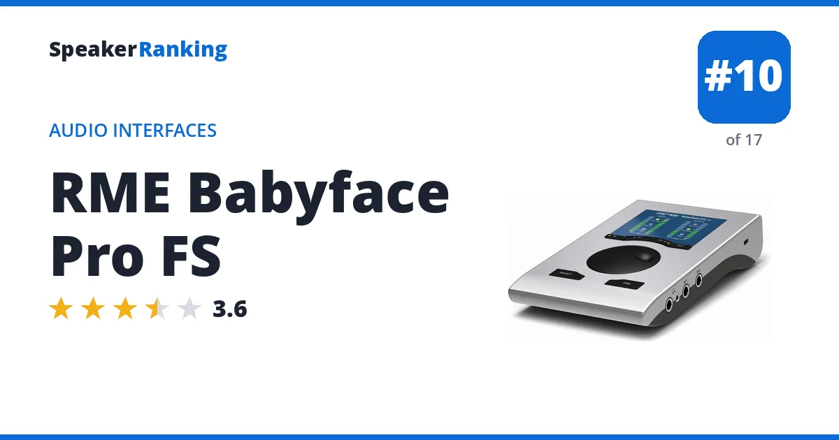 RME Babyface Pro FS - ranked #10 of 17 Audio Interfaces · Editor's rating 3.6/5