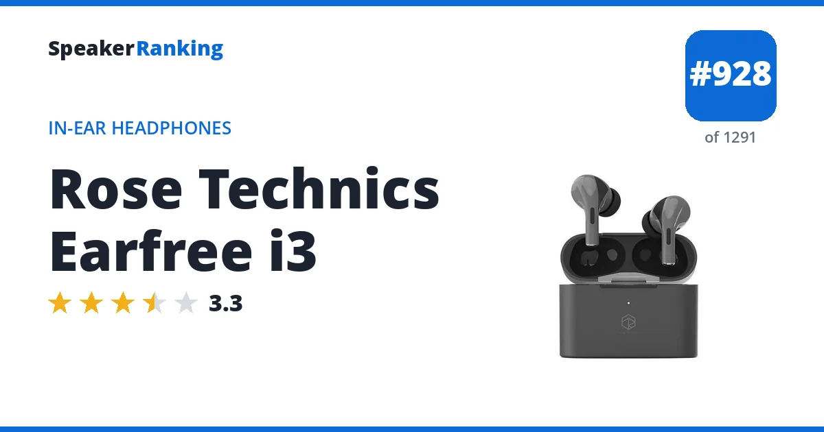 Rose Technics Earfree i3 - ranked #928 of 1291 In-Ear Headphones · Editor's rating 3.3/5
