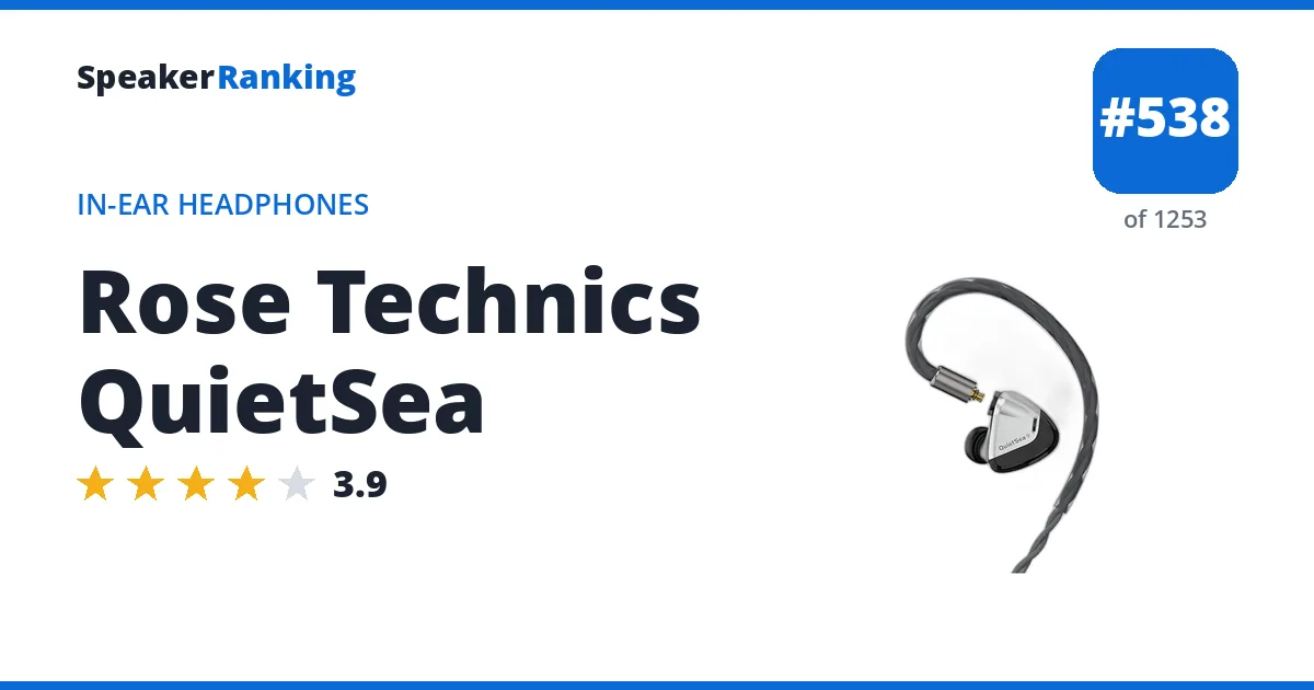 Rose Technics QuietSea - ranked #538 of 1253 In-Ear Headphones · Editor's rating 3.9/5