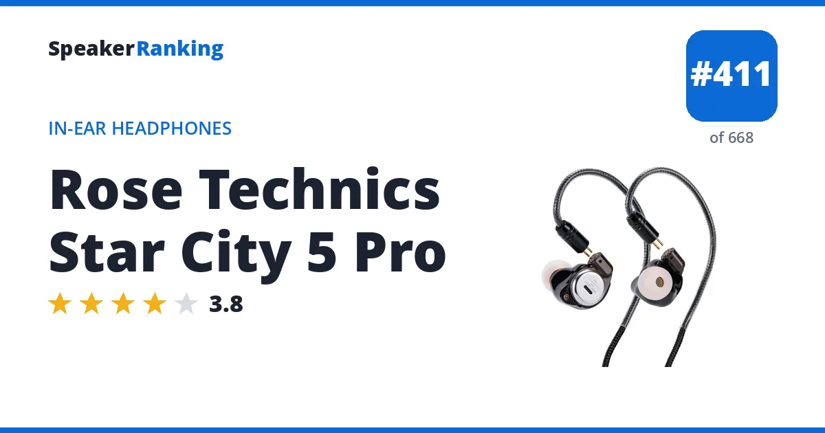 Rose Technics Star City 5 Pro - ranked #411 of 668 In-Ear Headphones · Editor's rating 3.8/5