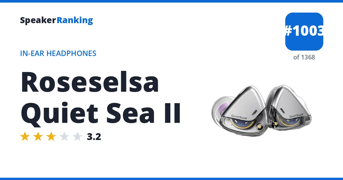 Roseselsa Quiet Sea II - ranked #1004 of 1369 In-Ear Headphones · Editor's rating 3.2/5