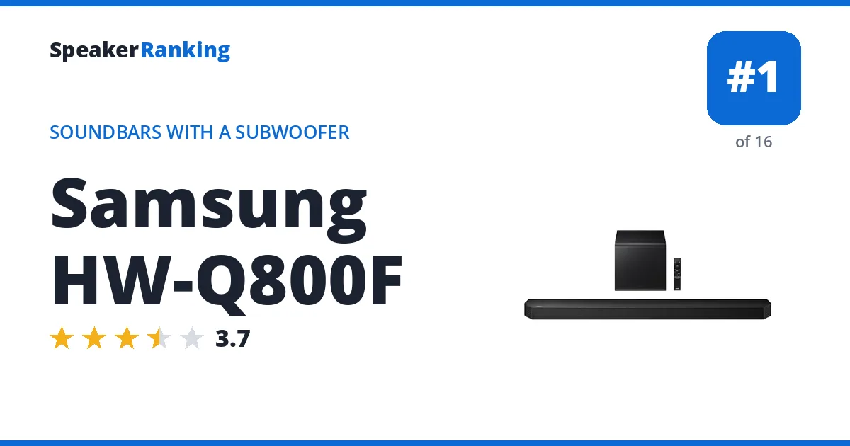 Samsung HW-Q800F · Editor's rating 3.7/5, ranked #1 of 16 Soundbars With a Subwoofer