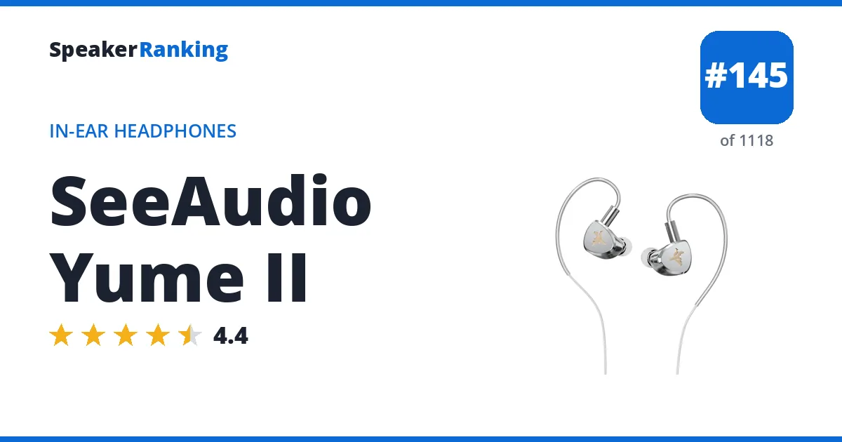 SeeAudio Yume II - ranked #145 of 1118 In-Ear Headphones · Editor's rating 4.4/5