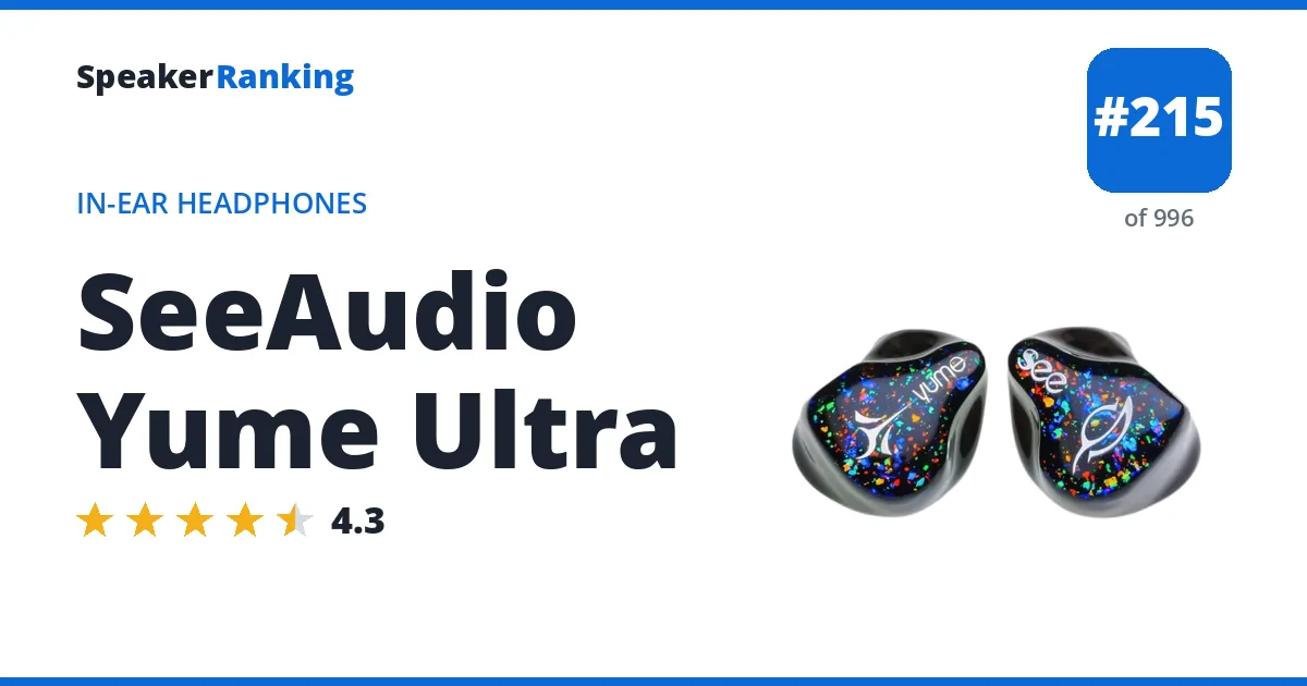 SeeAudio Yume Ultra - ranked #215 of 996 In-Ear Headphones · Editor's rating 4.3/5