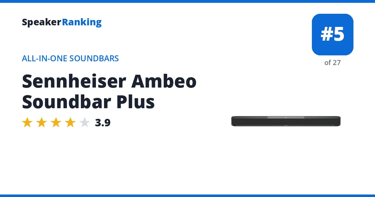 Sennheiser Ambeo Soundbar Plus · Editor's rating 3.9/5, ranked #5 of 27 All-in-One Soundbars