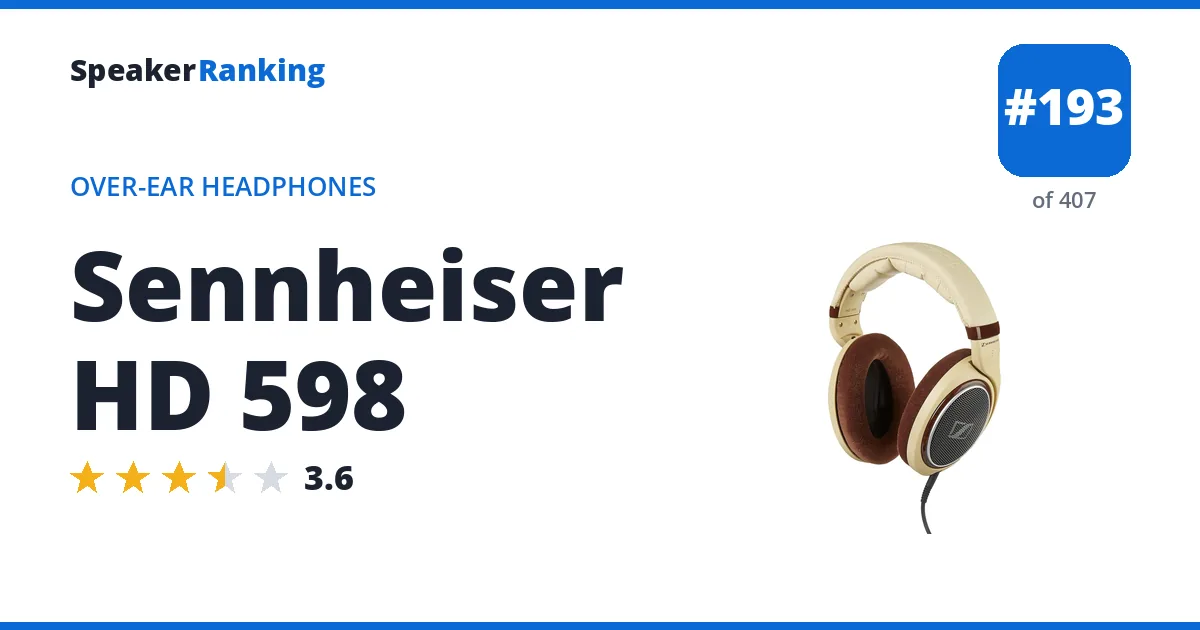 Sennheiser HD 598 - ranked #193 of 382 Over-Ear Headphones · Editor's rating 3.6/5