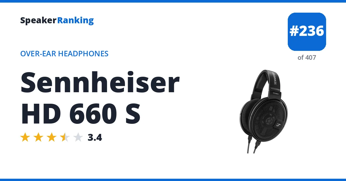 Sennheiser HD 660 S - ranked #236 of 382 Over-Ear Headphones · Editor's rating 3.4/5