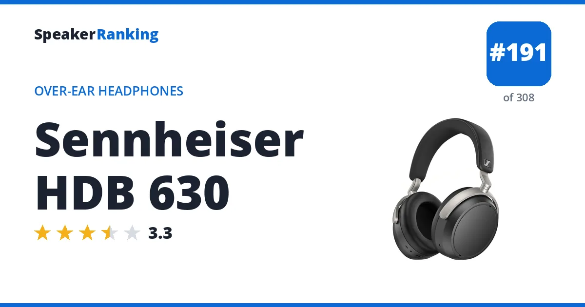 Sennheiser HDB 630 - ranked #191 of 308 Over-Ear Headphones · Editor's rating 3.3/5