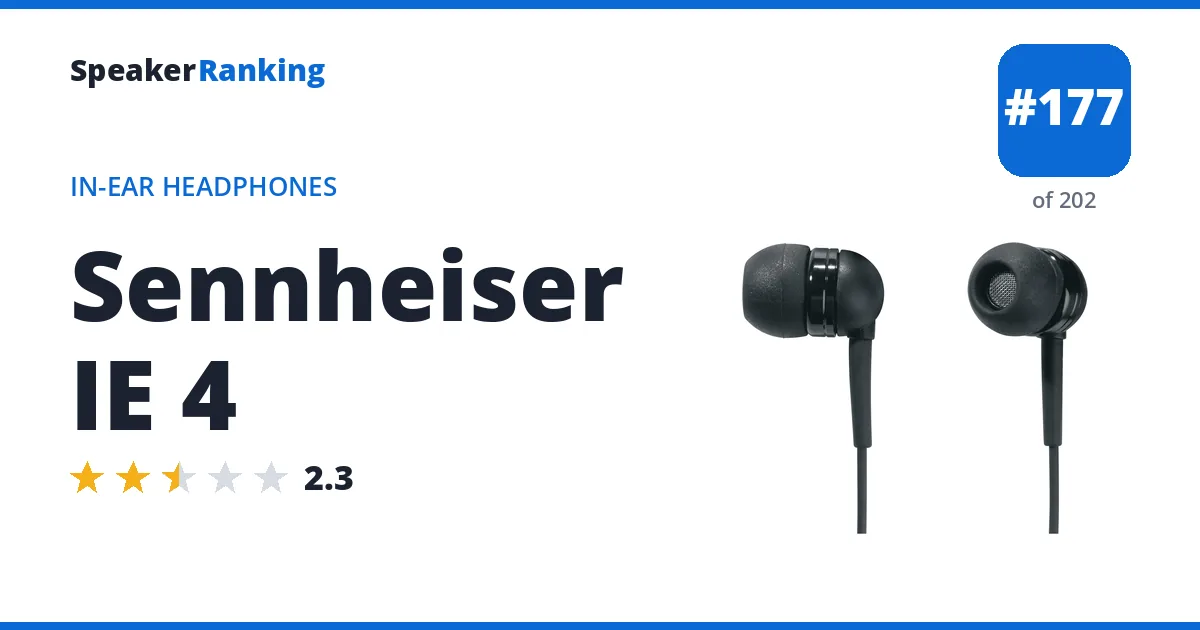 Sennheiser IE 4 - ranked #123 of 148 In-Ear Headphones · Editor's rating 2.3/5