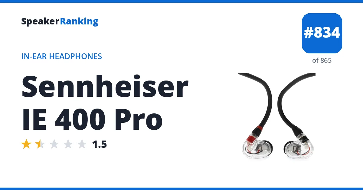 Sennheiser IE 400 Pro - ranked #834 of 865 In-Ear Headphones · Editor's rating 1.5/5