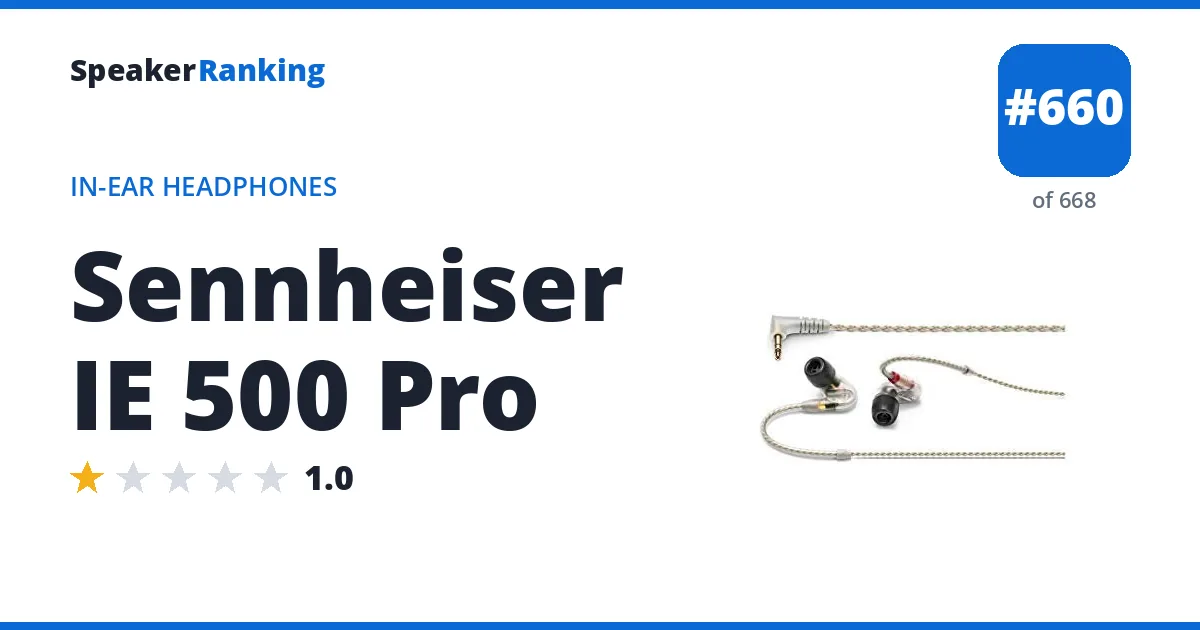 Sennheiser IE 500 Pro - ranked #660 of 668 In-Ear Headphones · Editor's rating 1/5