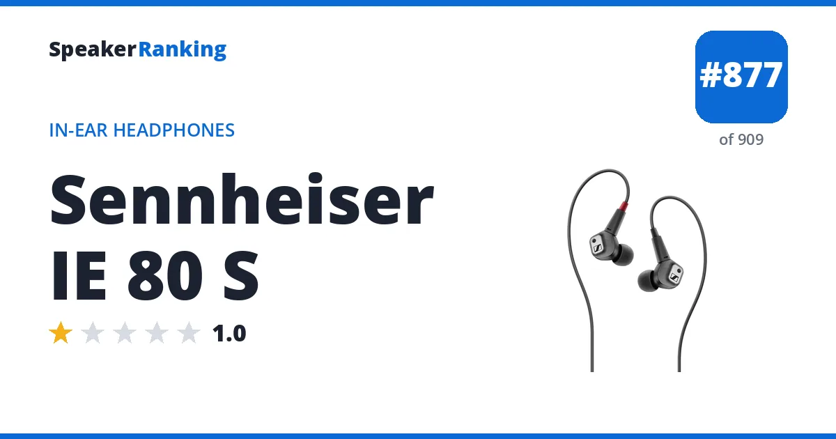 Sennheiser IE 80 S - ranked #877 of 909 In-Ear Headphones · Editor's rating 1/5