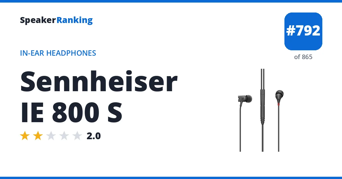 Sennheiser IE 800 S - ranked #792 of 865 In-Ear Headphones · Editor's rating 2/5