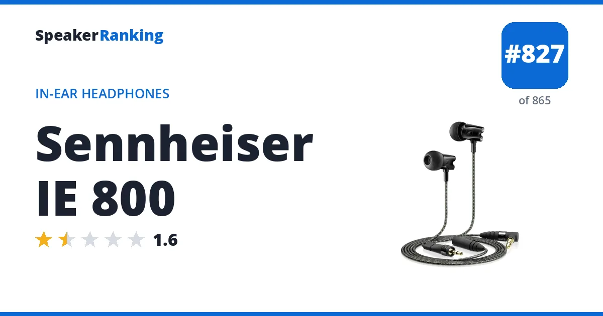 Sennheiser IE 800 - ranked #827 of 865 In-Ear Headphones · Editor's rating 1.6/5