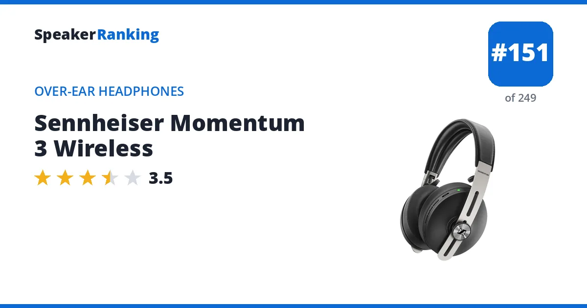 Sennheiser Momentum 3 Wireless - ranked #151 of 249 Over-Ear Headphones · Editor's rating 3.5/5