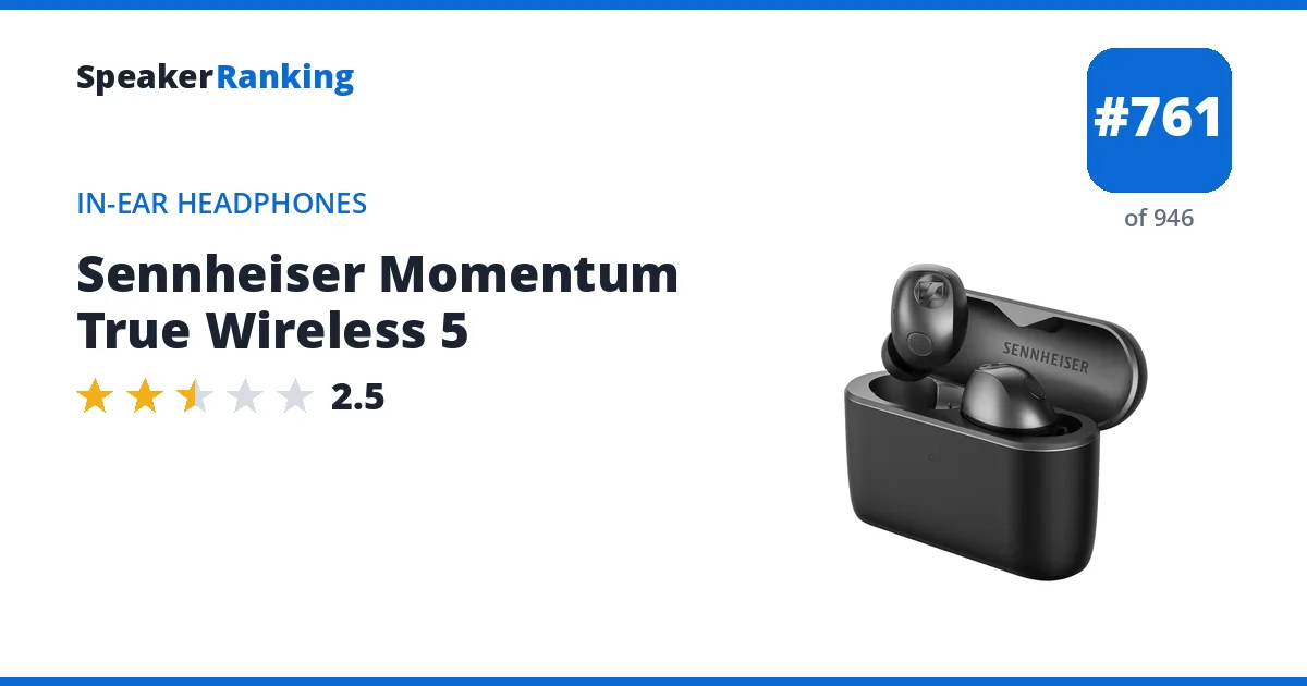 Sennheiser Momentum True Wireless 5 - ranked #761 of 946 In-Ear Headphones · Editor's rating 2.5/5