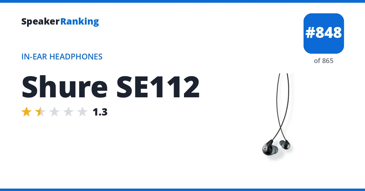 Shure SE112 - ranked #848 of 865 In-Ear Headphones · Editor's rating 1.3/5