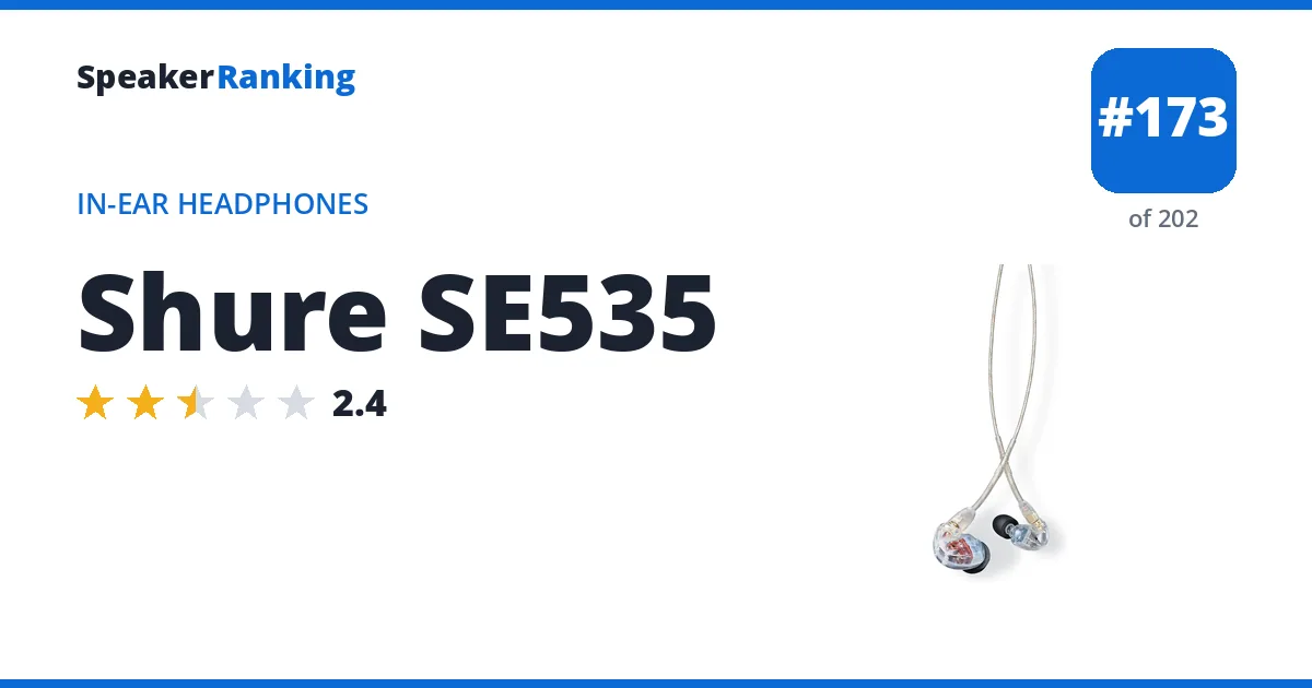 Shure SE535 - ranked #119 of 148 In-Ear Headphones · Editor's rating 2.4/5