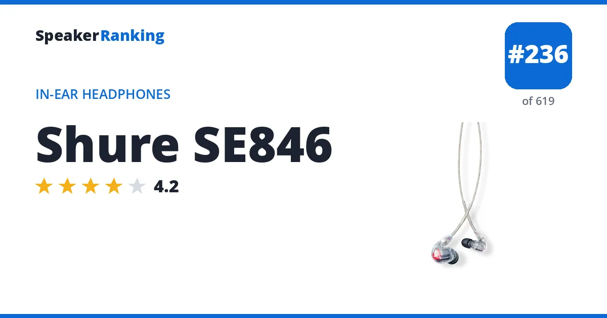 Shure SE846 - ranked #230 of 584 In-Ear Headphones · Editor's rating 4.2/5