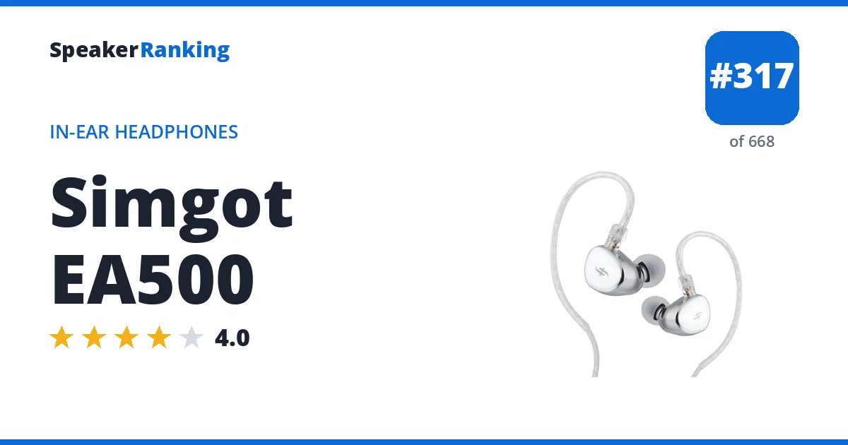 Simgot EA500 - ranked #313 of 657 In-Ear Headphones · Editor's rating 4/5
