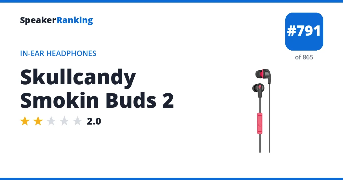 Skullcandy Smokin Buds 2 - ranked #791 of 865 In-Ear Headphones · Editor's rating 2/5