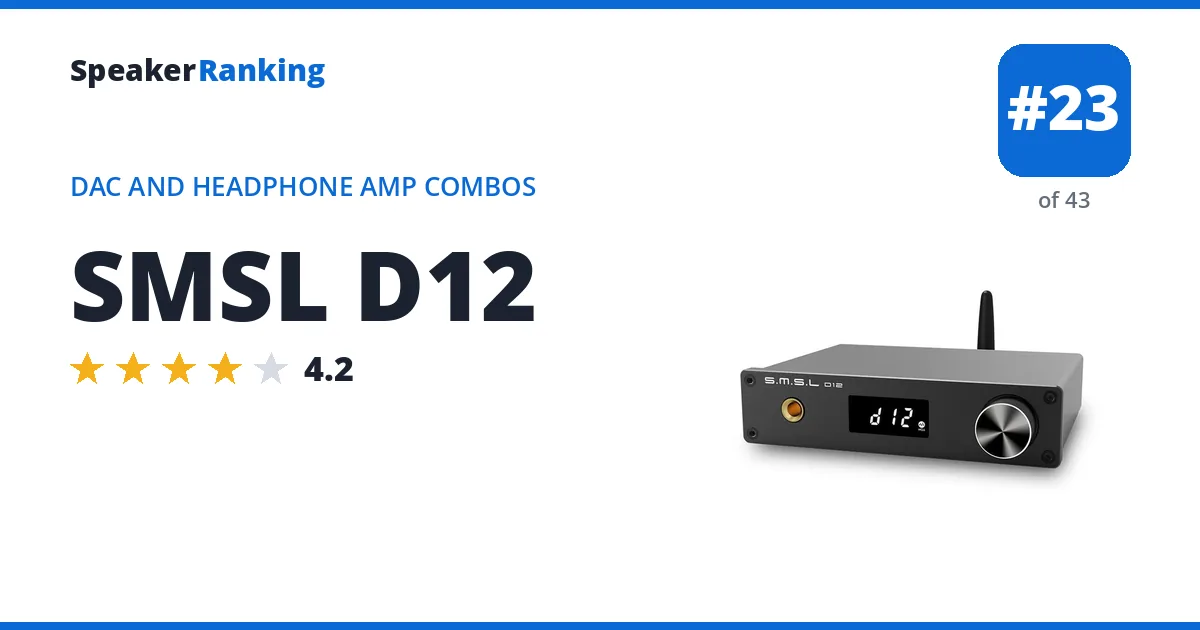 SMSL D12 - ranked #23 of 43 DAC and Headphone Amp Combos · Editor's rating 4.2/5