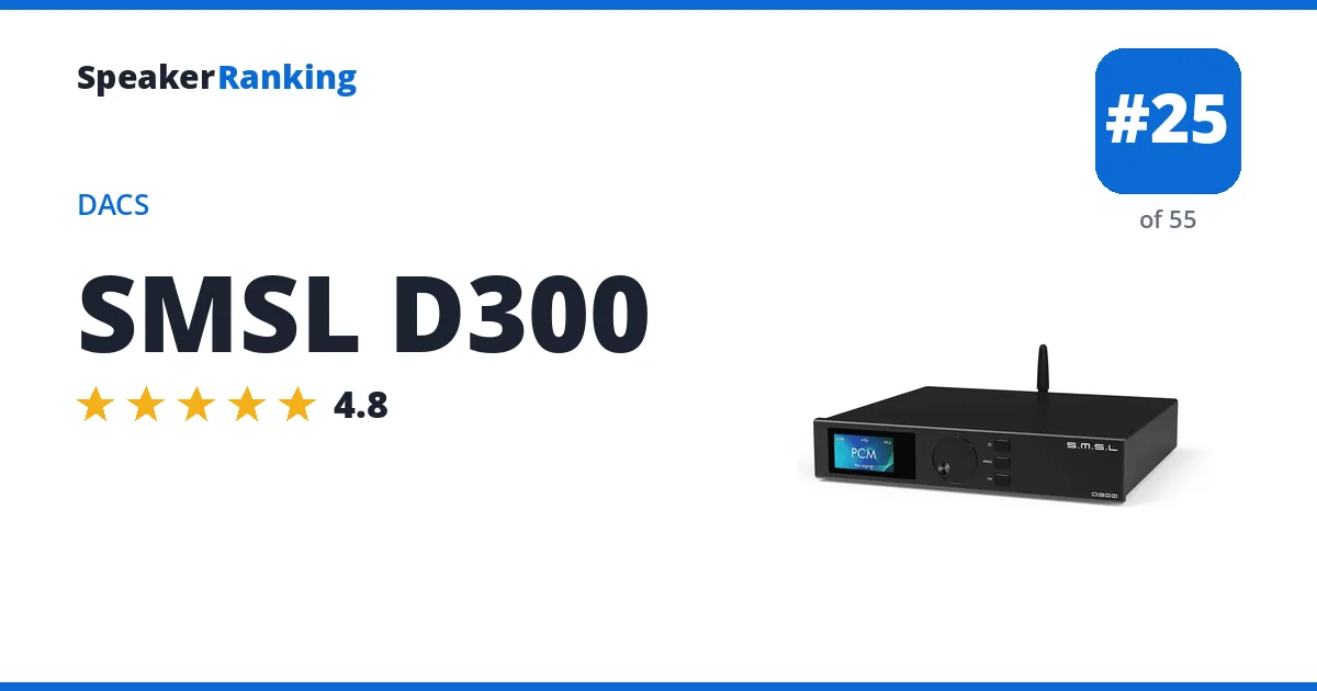 SMSL D300 - ranked #25 of 55 DACs · Editor's rating 4.8/5