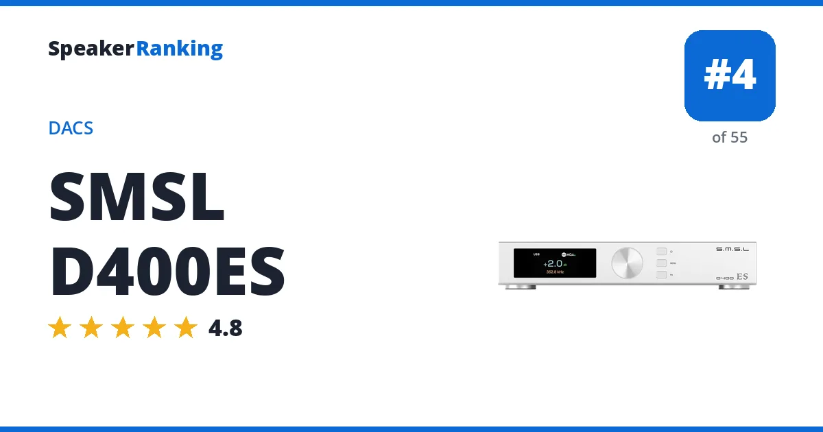 SMSL D400ES - ranked #4 of 55 DACs · Editor's rating 4.8/5