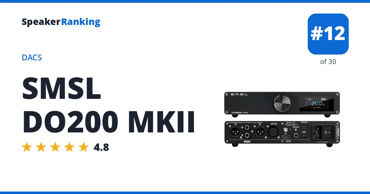 SMSL DO200 MKII - ranked #12 of 30 DACs · Editor's rating 4.8/5