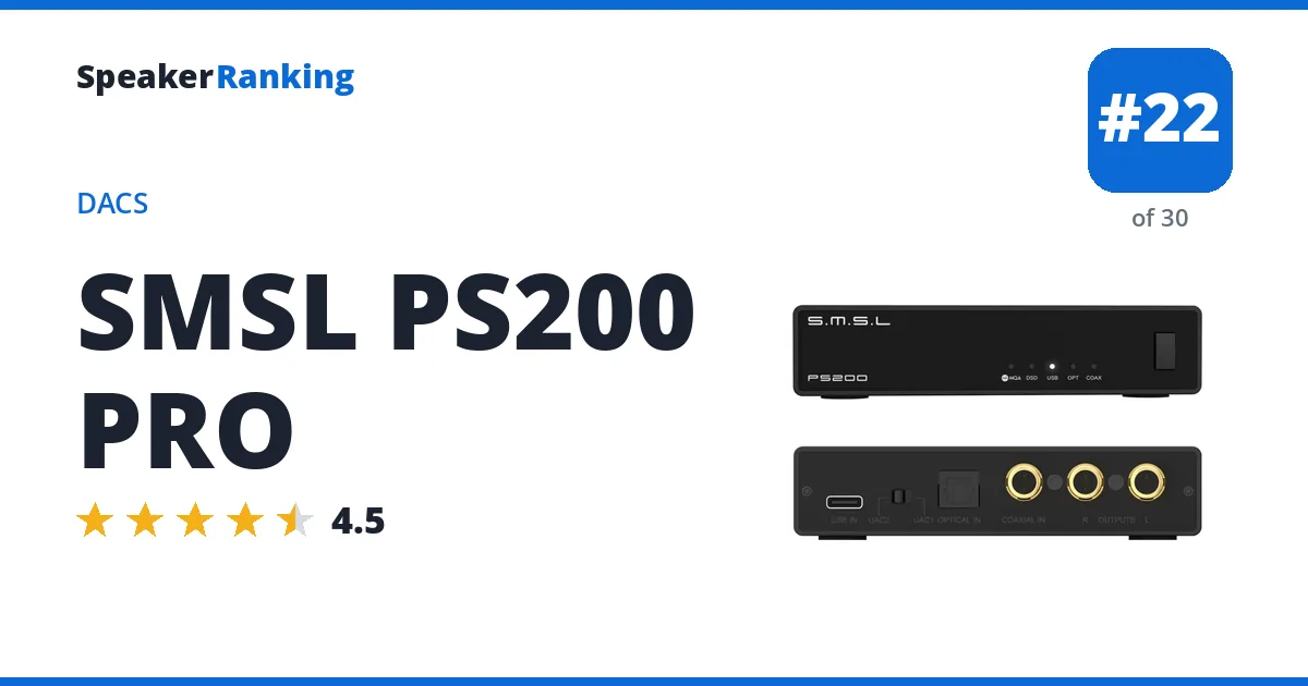 SMSL PS200 PRO - ranked #22 of 30 DACs · Editor's rating 4.5/5