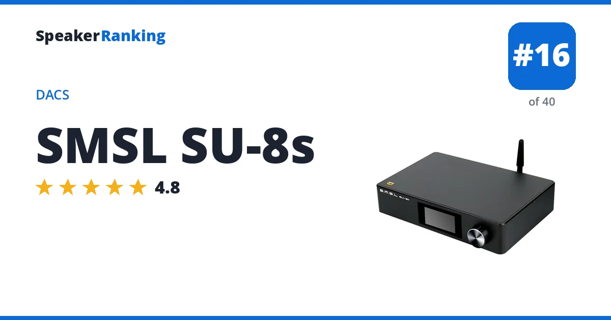 SMSL SU-8s - ranked #16 of 40 DACs · Editor's rating 4.8/5