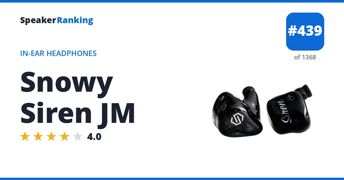 Snowy Siren JM - ranked #439 of 1368 In-Ear Headphones · Editor's rating 4/5