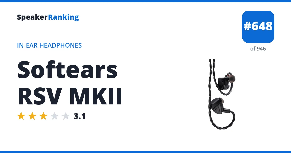 Softears RSV MKII - ranked #648 of 946 In-Ear Headphones · Editor's rating 3.1/5