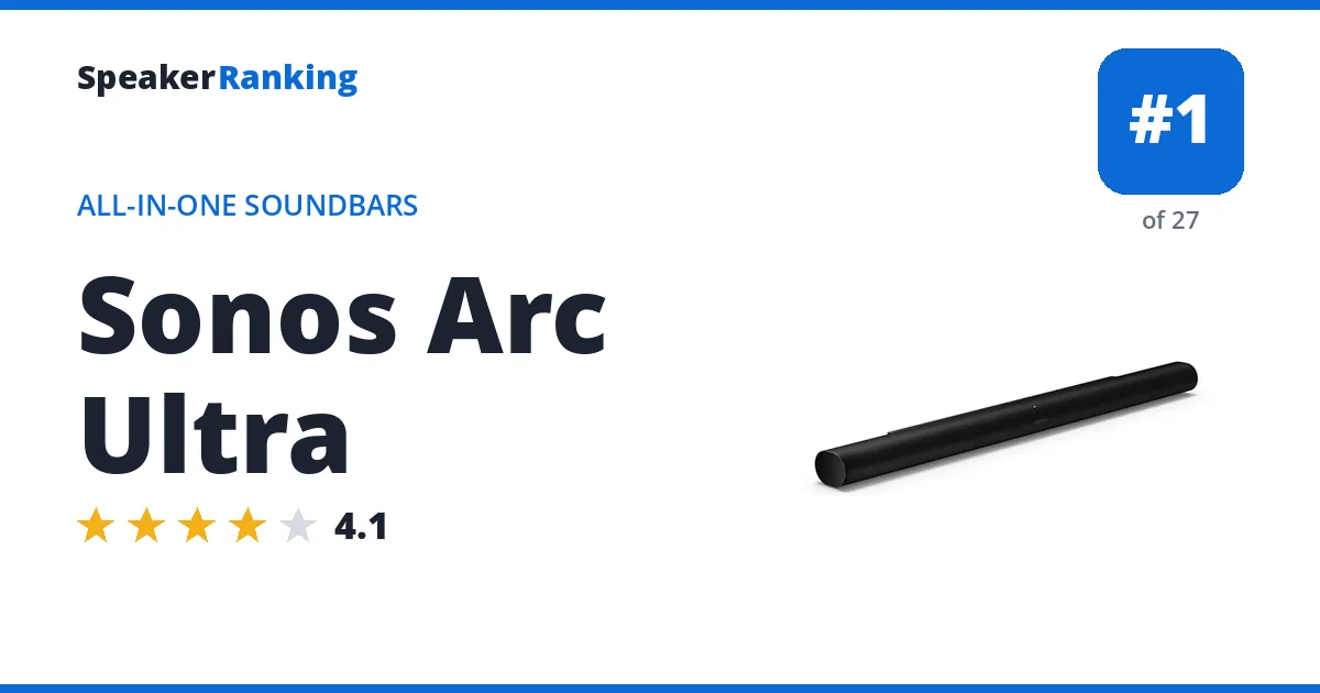 Sonos Arc Ultra · Editor's rating 4.1/5, ranked #1 of 27 All-in-One Soundbars