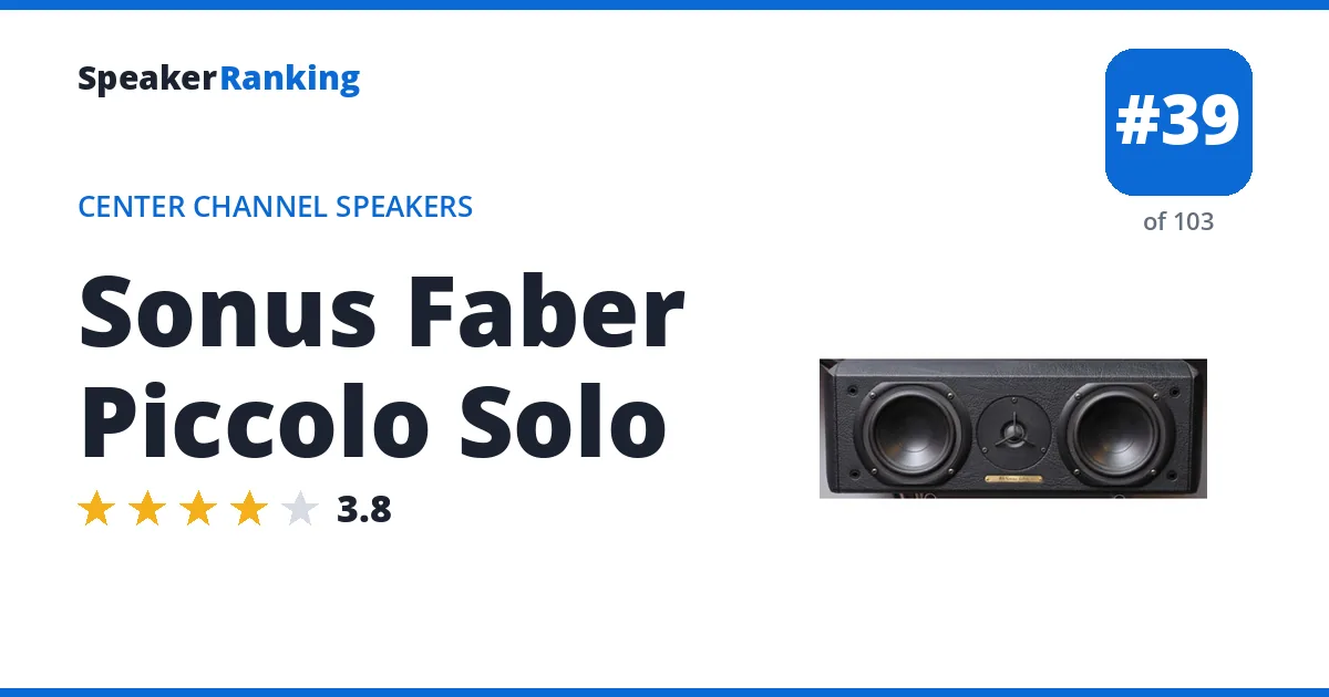Sonus Faber Piccolo Solo - ranked #39 of 103 Center Channel Speakers · Editor's rating 3.8/5