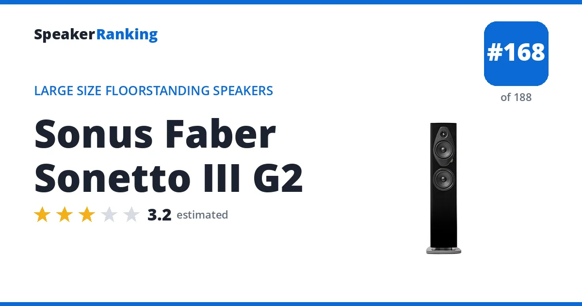 Sonus Faber Sonetto III G2 - ranked #168 of 188 Large Size Floorstanding Speakers · Editor's rating 3.2/5