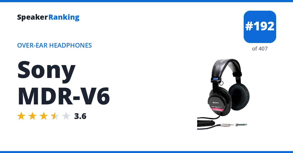 Sony MDR-V6 - ranked #192 of 382 Over-Ear Headphones · Editor's rating 3.6/5