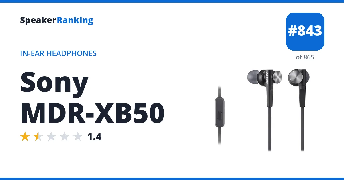 Sony MDR-XB50 - ranked #843 of 865 In-Ear Headphones · Editor's rating 1.4/5