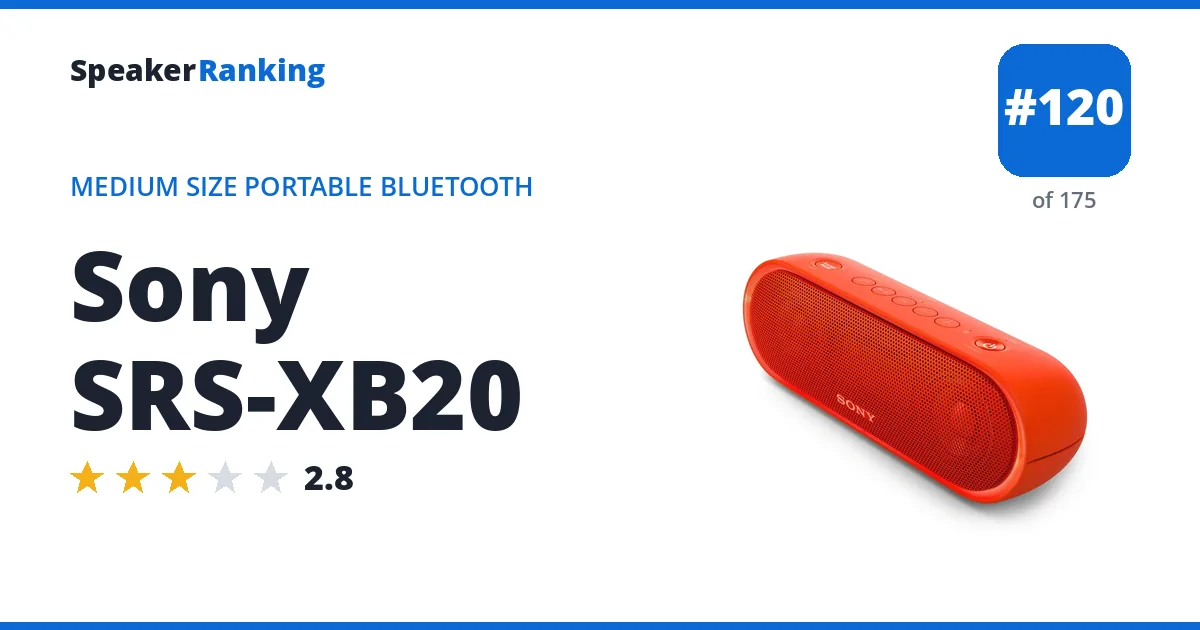 Sony SRS-XB20 ranking card