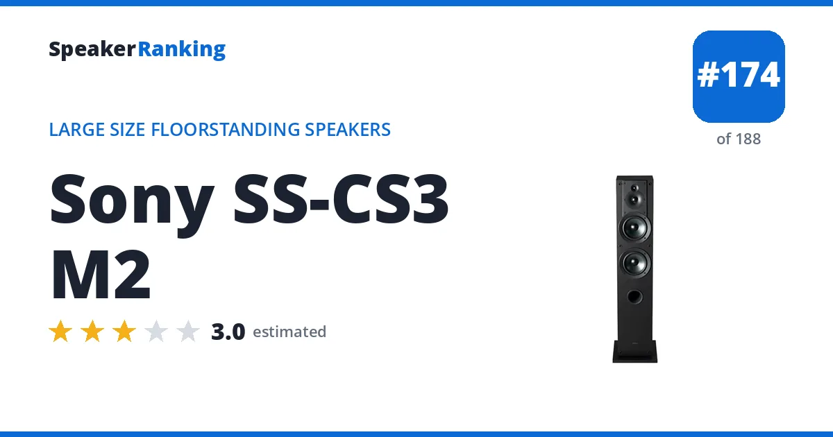 Sony SS-CS3 M2 - ranked #174 of 188 Large Size Floorstanding Speakers · Editor's rating 3/5