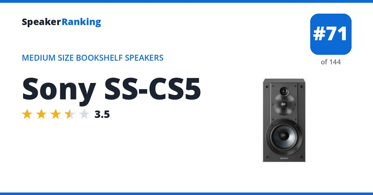 Sony SS-CS5 - ranked #71 of 144 Medium Size Bookshelf Speakers · Editor's rating 3.5/5
