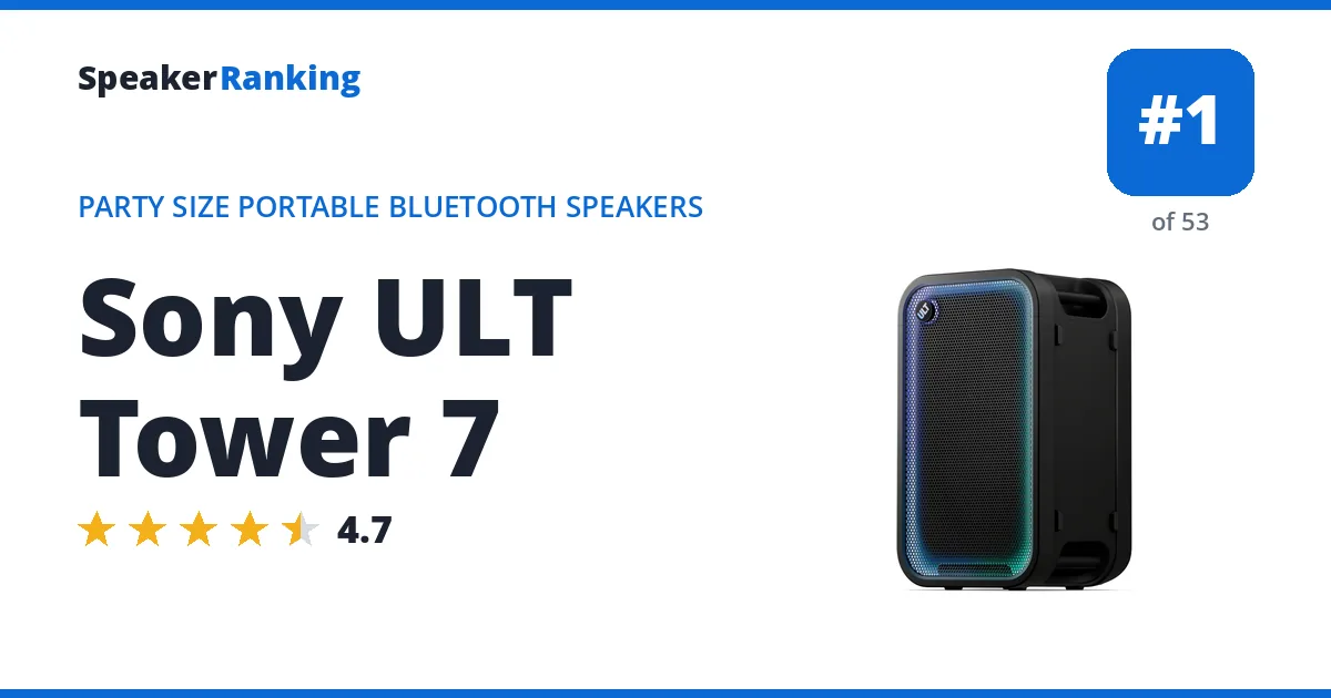 Sony ULT Tower 7 - ranked #1 of 53 Party Size Portable Bluetooth Speakers · Editor's rating 4.7/5
