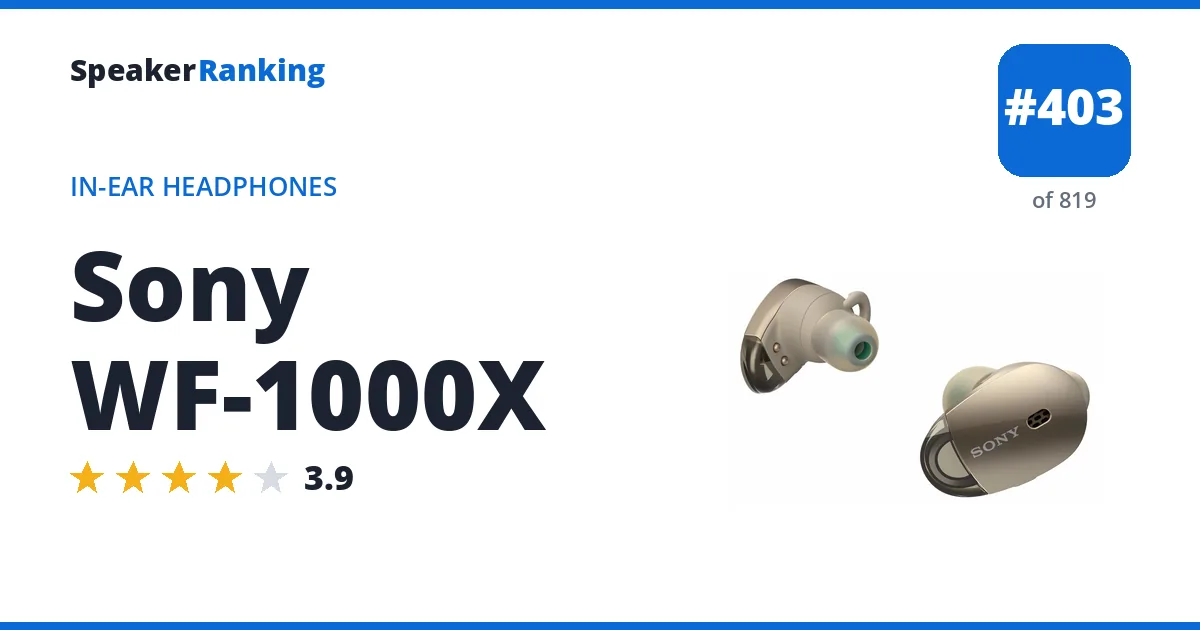 Sony WF-1000X - ranked #403 of 749 In-Ear Headphones · Editor's rating 3.9/5