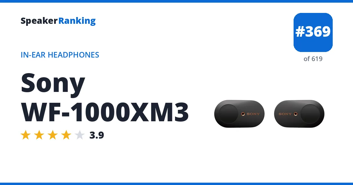 Sony WF-1000XM3 - ranked #360 of 584 In-Ear Headphones · Editor's rating 3.9/5