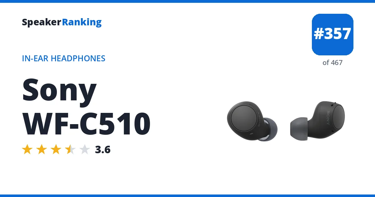 Sony WF-C510 - ranked #357 of 467 In-Ear Headphones · Editor's rating 3.6/5